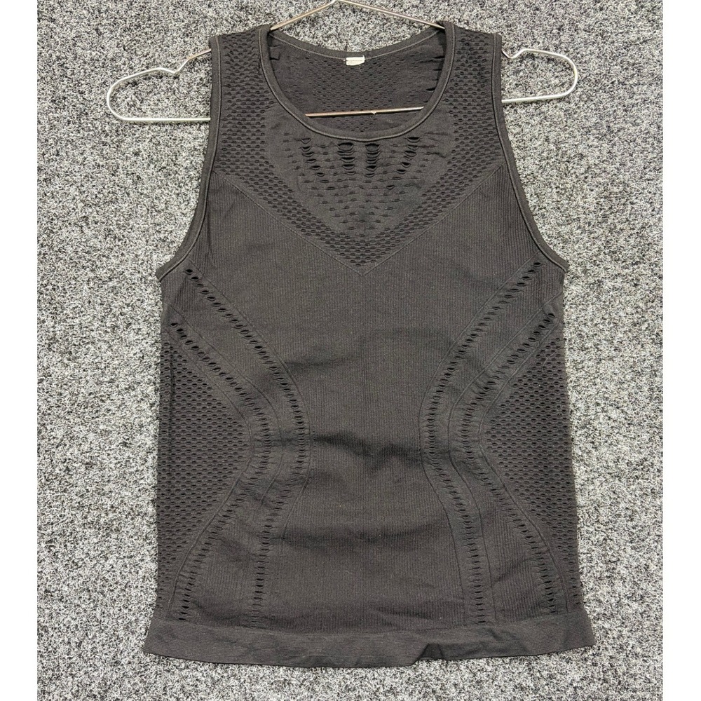Alo Yoga Tank Top XS Black Seamless Laser Cut Mesh Activewear Workout